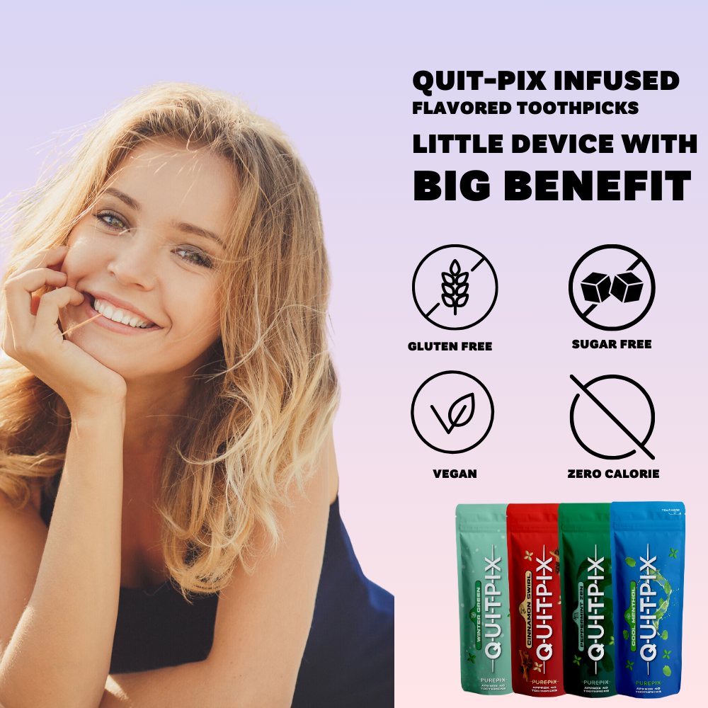 QuitPix to Help Quit Smoking Flavored Toothpicks - Nicotine Free Toothpicks - Kosher Variety Pack 40 Count Bag