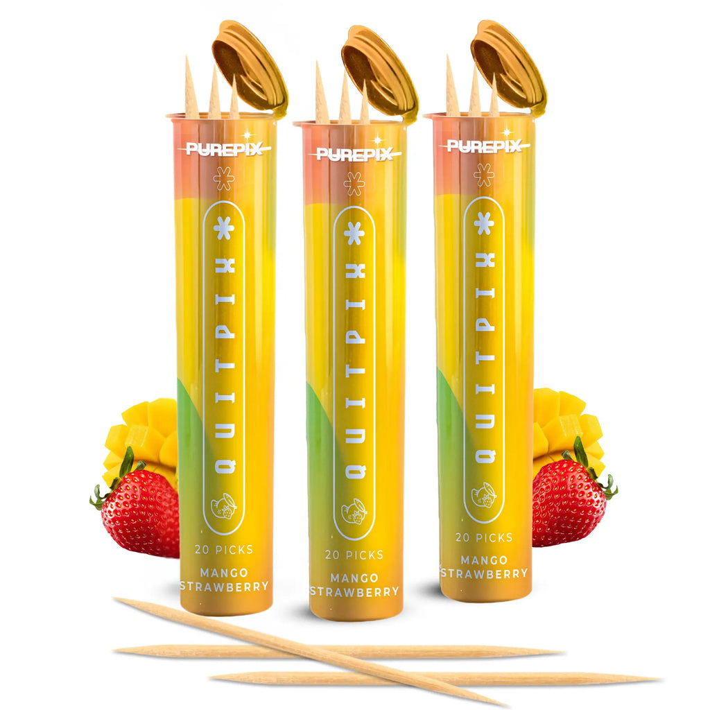 PurePix QuitPix Mango Strawberry Flavored Toothpicks – Nicotine-Free with L-Theanine & NAC (3-Pack) PurePix Brands