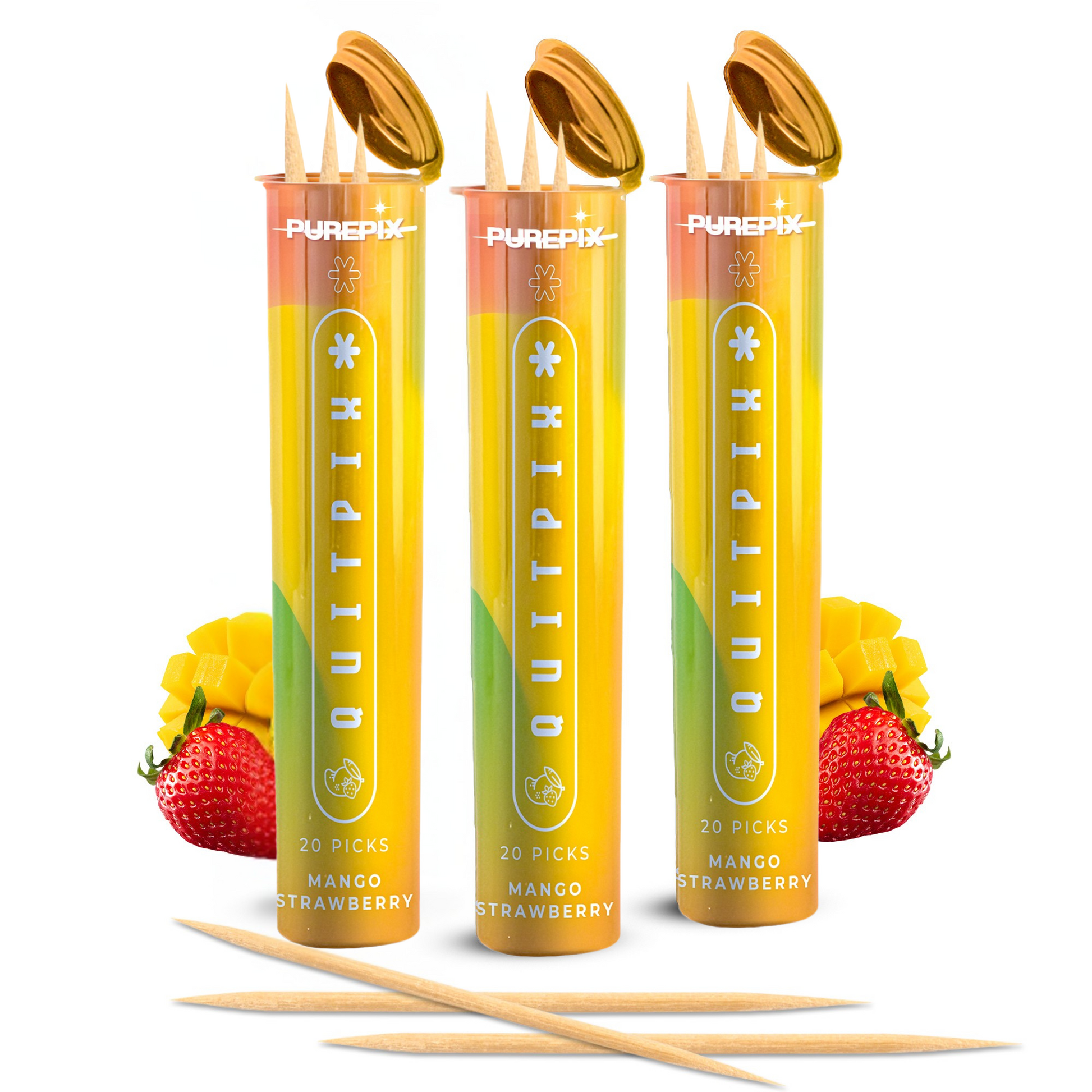 QuitPix Smoking Alternative – Mango Strawberry (3-Pack) | Nicotine-Free, Lobelia-Infused