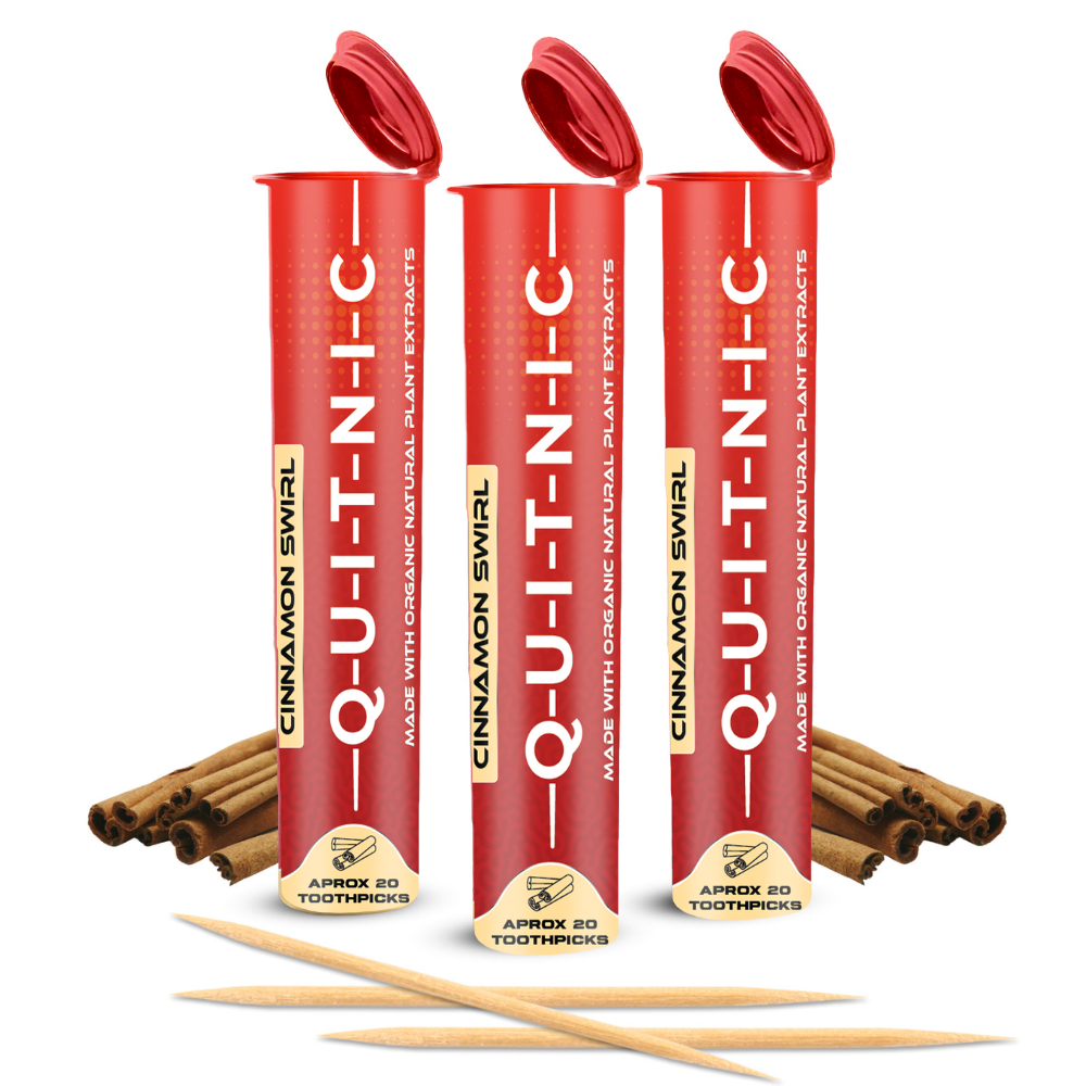 Quit-NIC Infused Flavored Toothpicks to Help Quit Smoking - Nicotine Free (Cinnamon Swirl 3 Pack)