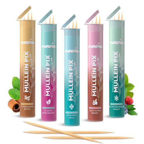 Mullein Pix, Extra Thick Boosting Flavored Toothpicks with Mullein Leaf – Natural Smoking Alternative – Lung Cleanse Support – Nicotine Free