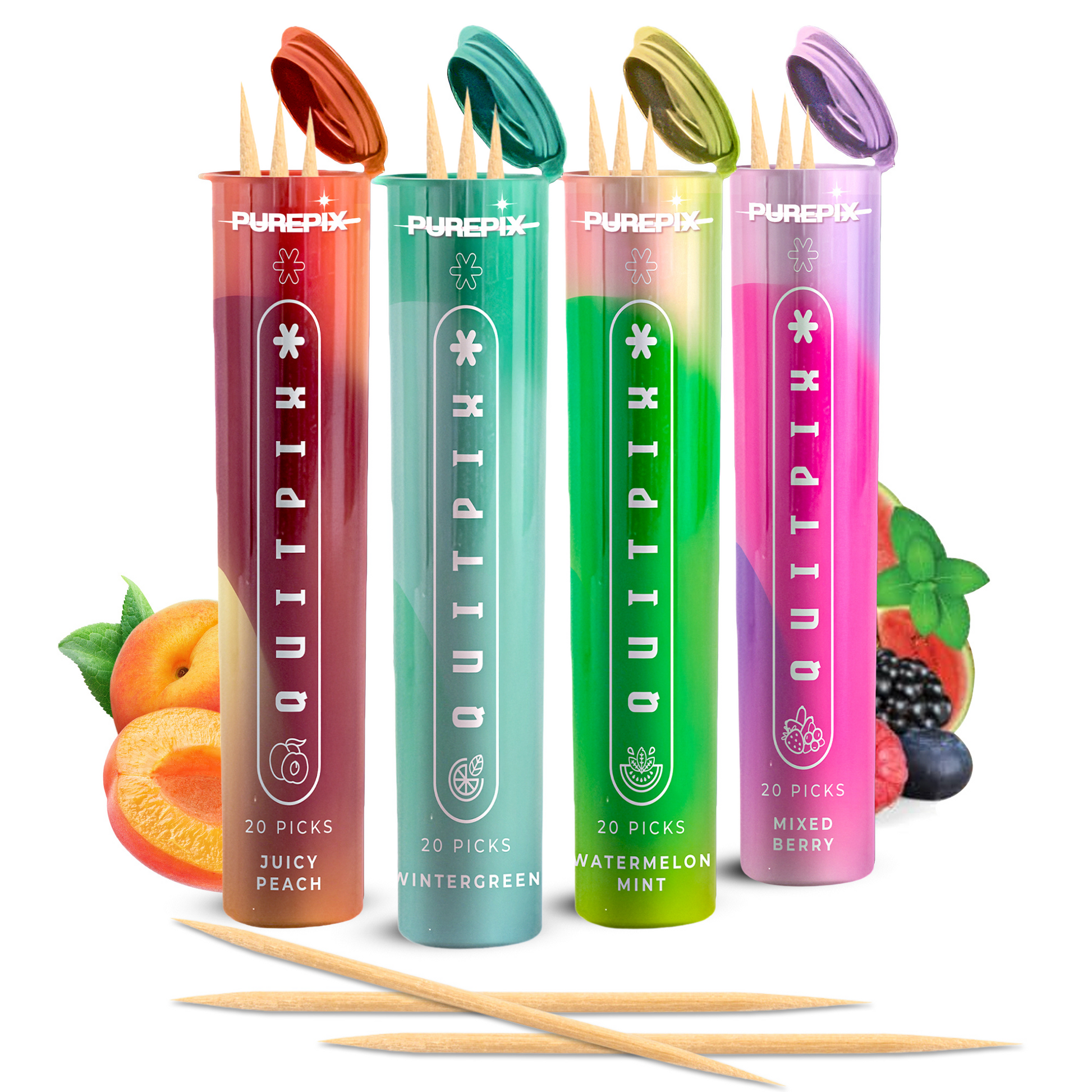 QuitPix to Help Quit Smoking Flavored Toothpicks with Lobelia -  Nicotine Free Toothpicks - Kosher