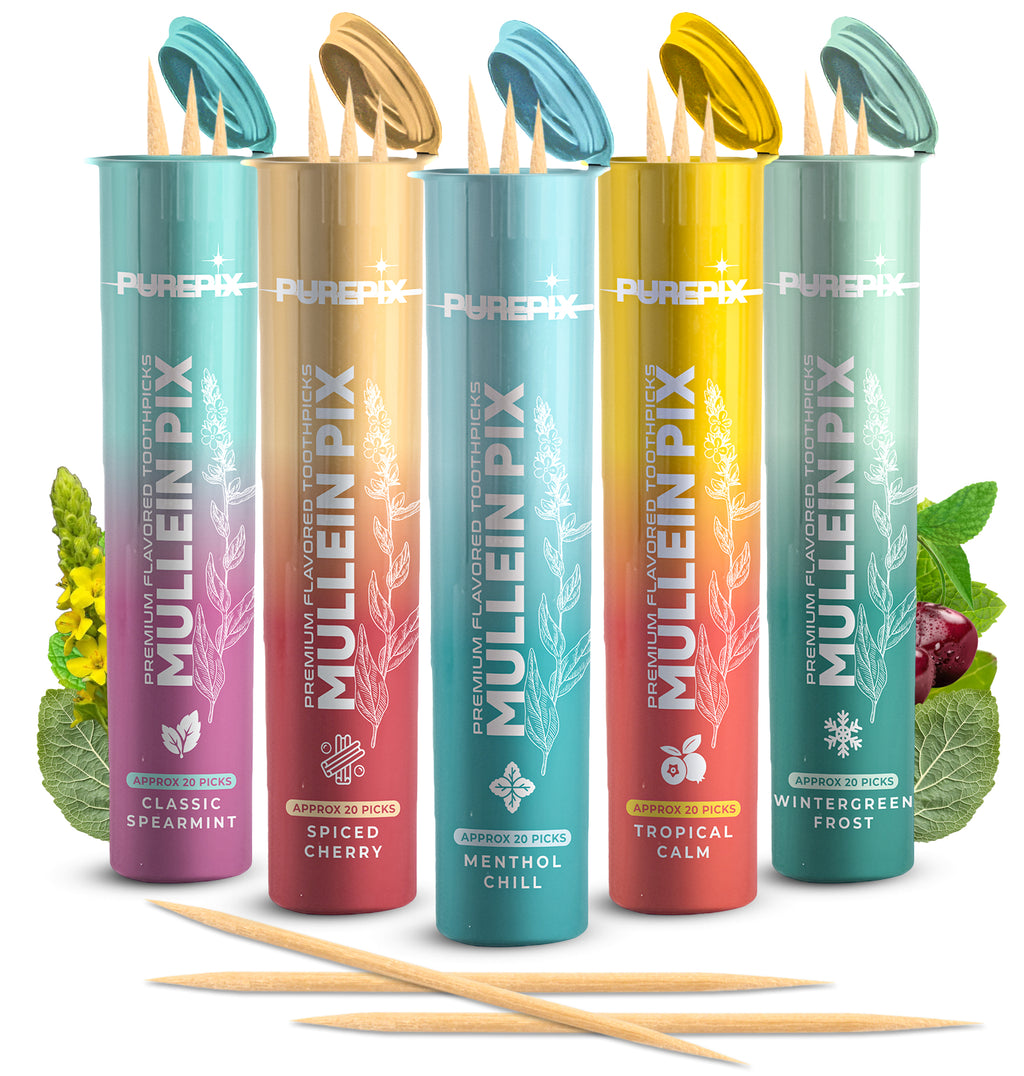 Mullein Pix, Extra Thick Boosting Flavored Toothpicks with Mullein Leaf – Natural Smoking Alternative – Lung Cleanse Support – Nicotine Free