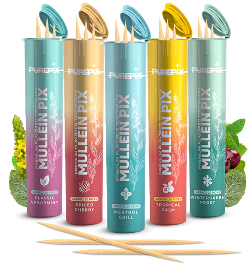 Mullein Pix, Extra Thick Boosting Flavored Toothpicks with Mullein Leaf – Natural Smoking Alternative – Lung Cleanse Support – Nicotine Free
