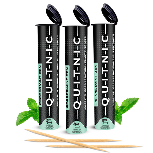 Quit-NIC Infused Flavored Toothpicks to Help Quit Smoking - Nicotine Free (Peppermint Zen 3 Pack)