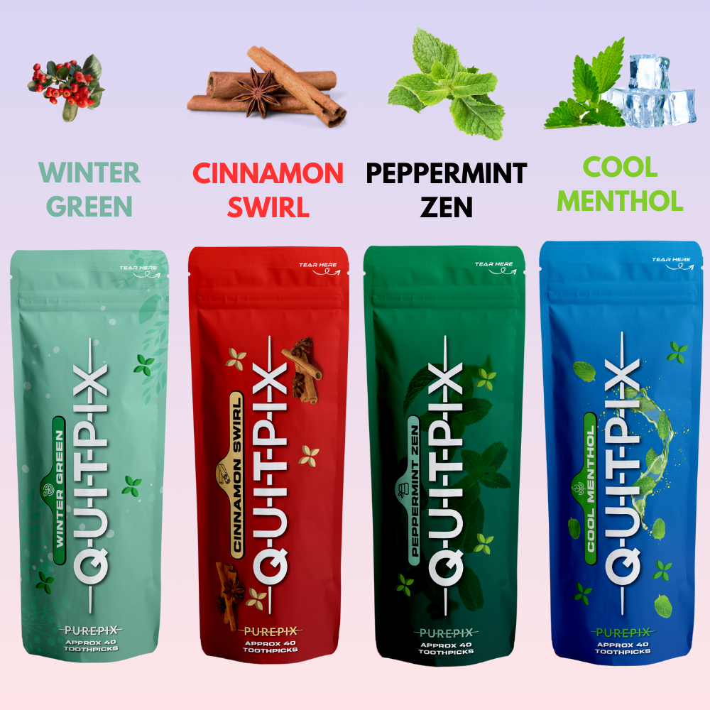 QuitPix to Help Quit Smoking Flavored Toothpicks - Nicotine Free Toothpicks - Kosher Variety Pack 40 Count Bag