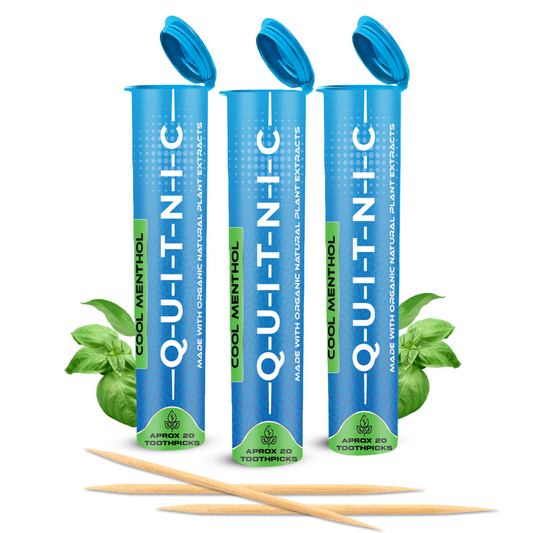 Quit-NIC Infused Flavored Toothpicks to Help Quit Smoking - Nicotine Free (Cool Menthol 3 Pack)