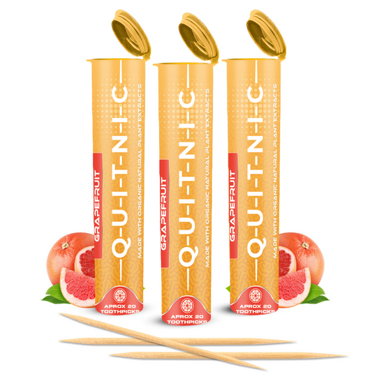 Quit-NIC Infused Flavored Toothpicks to Help Quit Smoking - Nicotine Free (Grapefruit 3 Pack)