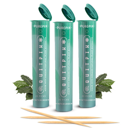 QuitPix to Help Quit Smoking Extra Thick Boosting Flavored Toothpicks with Lobelia - Aromatherapy - Oral Fixation - Nicotine Free Toothpicks - 5 Flavors Kosher Variety Pack