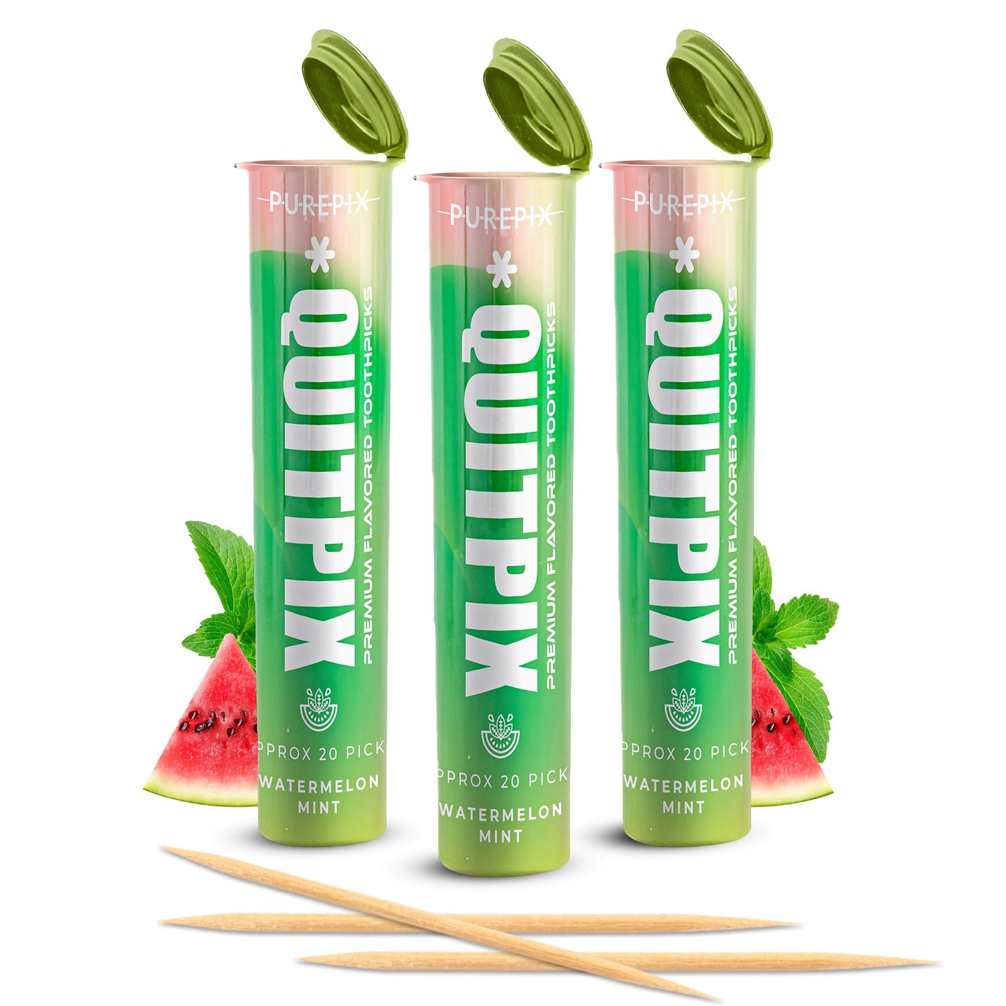 QuitPix to Help Quit Smoking Extra Thick Boosting Flavored Toothpicks with Lobelia - Aromatherapy - Oral Fixation - Nicotine Free Toothpicks - 5 Flavors Kosher Variety Pack