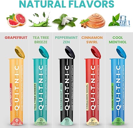 Quit-NIC Infused Flavored Toothpicks to Help Quit Smoking - Nicotine Free (Cinnamon Swirl 3 Pack)