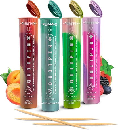 QuitPix to Help Quit Smoking Extra Thick Flavored Toothpicks with Lobelia Nicotine Free Toothpicks - (5 Flavors Variety Pack)