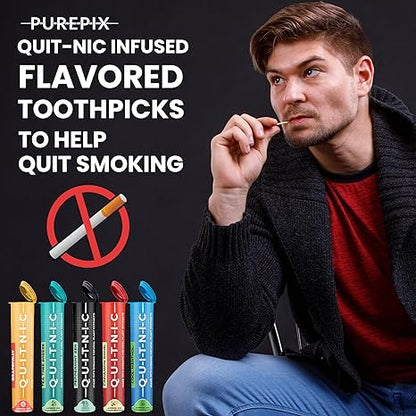 Quit-NIC Infused Flavored Toothpicks to Help Quit Smoking - Nicotine Free (Cinnamon Swirl 3 Pack)