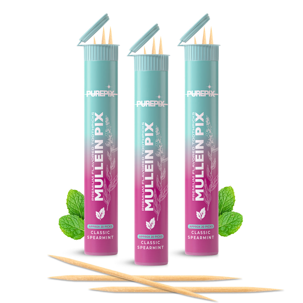 Mullein Pix, Extra Thick Boosting Flavored Toothpicks with Mullein Leaf – Natural Smoking Alternative – Lung Cleanse Support – Nicotine Free