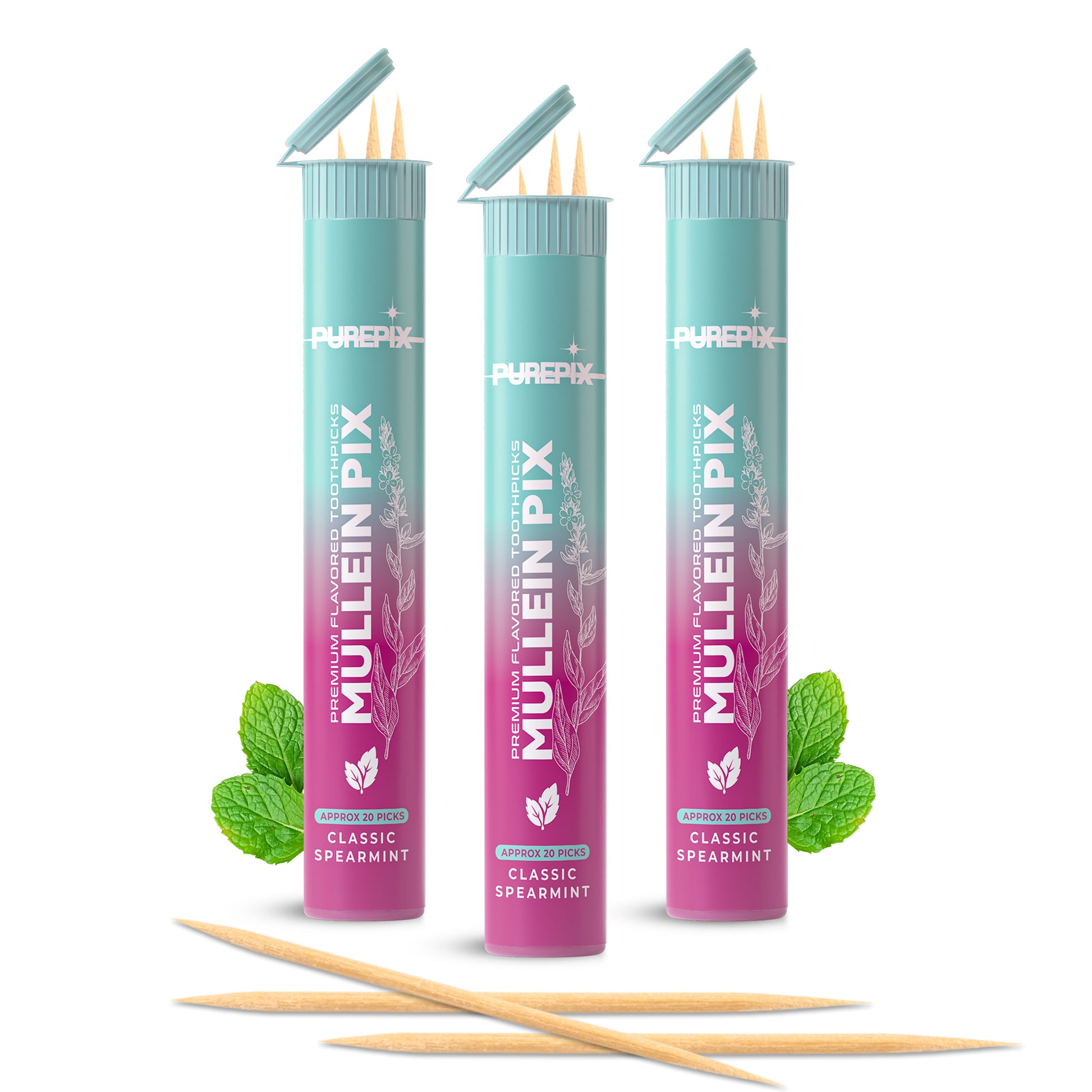 Mullein Pix, Extra Thick Boosting Flavored Toothpicks with Mullein Leaf – Natural Smoking Alternative – Lung Cleanse Support – Nicotine Free