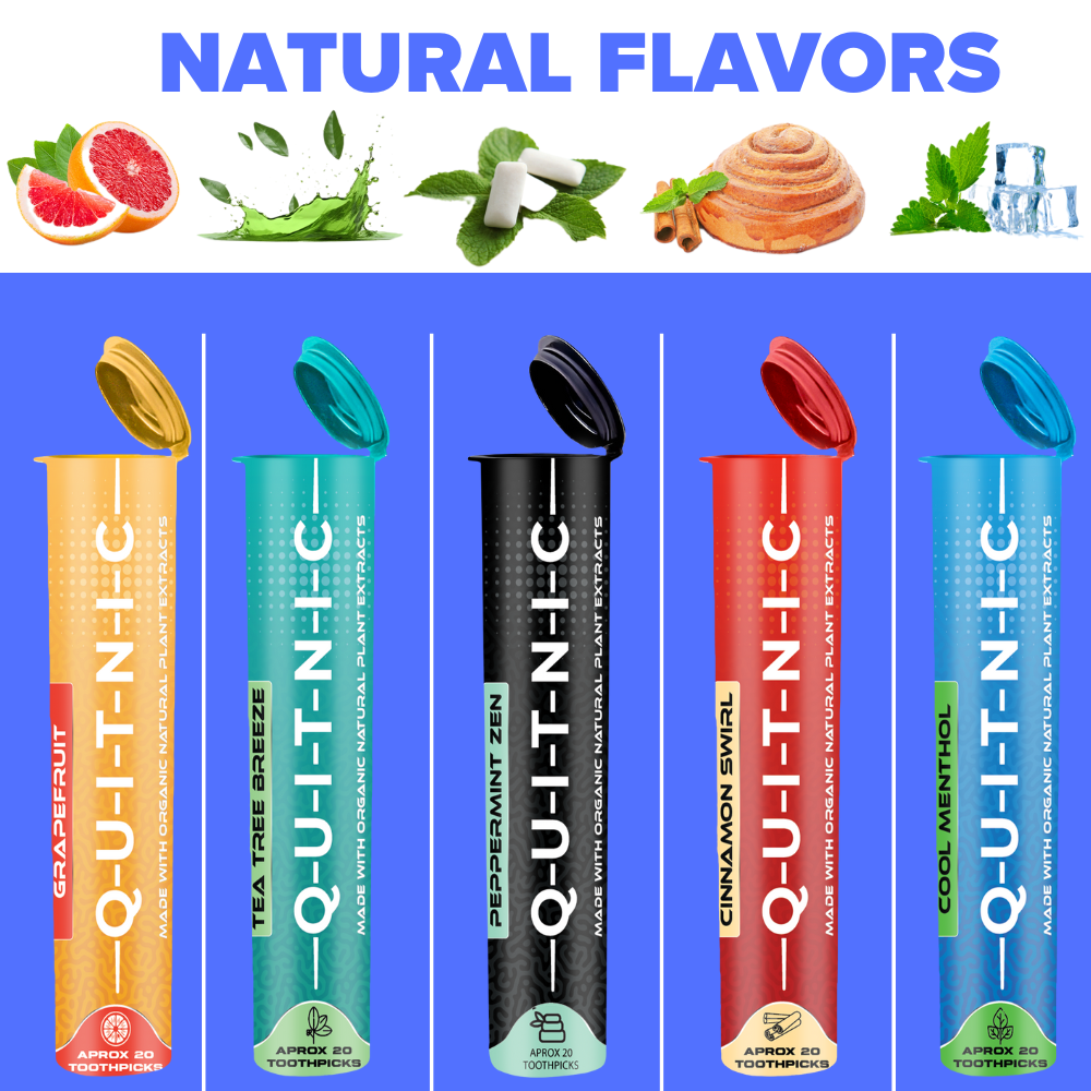 Quit-NIC Infused Flavored Toothpicks - Nicotine Free, Non-GMO Kosher Vegan Variety Pack, 20 Count Flavored Toothpicks for Adults to Help Quit Smoking and Quit-NIC