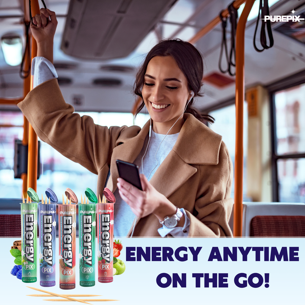 EnergyPix - Caffeine Flavored Toothpicks with L-Theanine, B12 for Focus & Energy - Sugar-Free Alternative to Energy Mints & Gum - 20 Count, Kosher