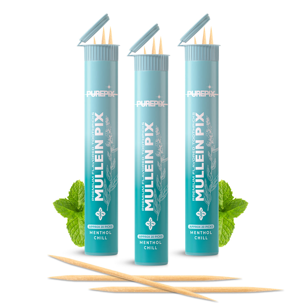 Mullein Pix, Extra Thick Boosting Flavored Toothpicks with Mullein Leaf – Natural Smoking Alternative – Lung Cleanse Support – Nicotine Free