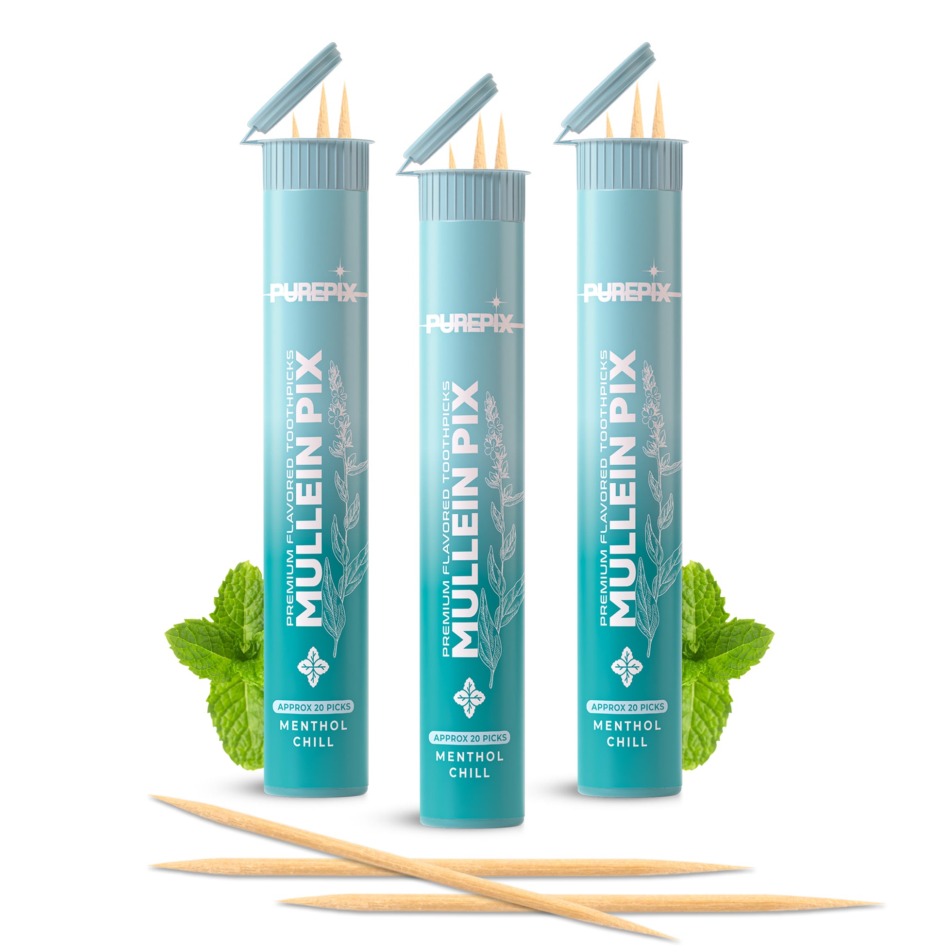 Mullein Pix, Extra Thick Boosting Flavored Toothpicks with Mullein Leaf – Natural Smoking Alternative – Lung Cleanse Support – Nicotine Free