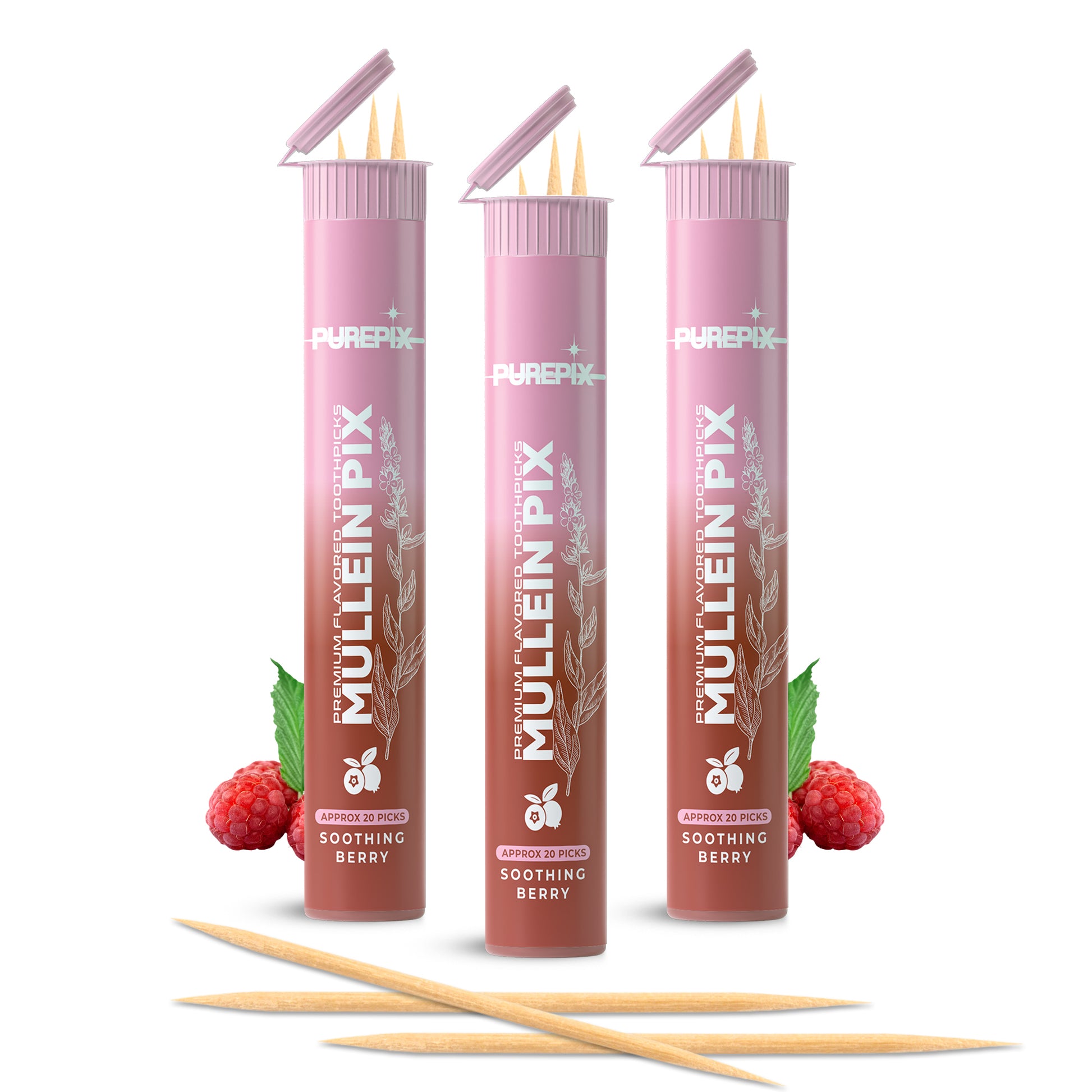Mullein Pix, Extra Thick Boosting Flavored Toothpicks with Mullein Leaf – Natural Smoking Alternative – Lung Cleanse Support – Nicotine Free
