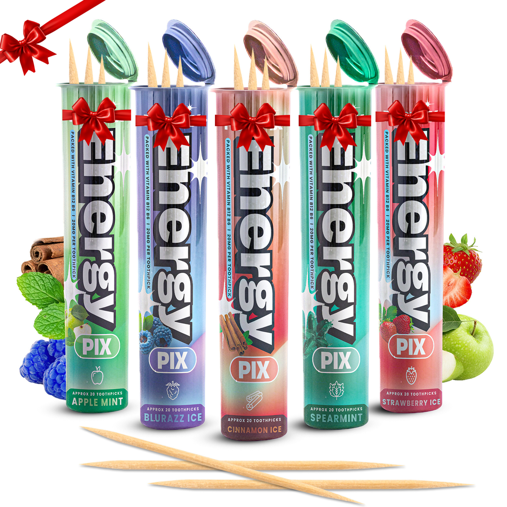 EnergyPix – Extra Strength Caffeine Toothpicks with L-Theanine & B12 | Sugar-Free | 20 Count | Kosher