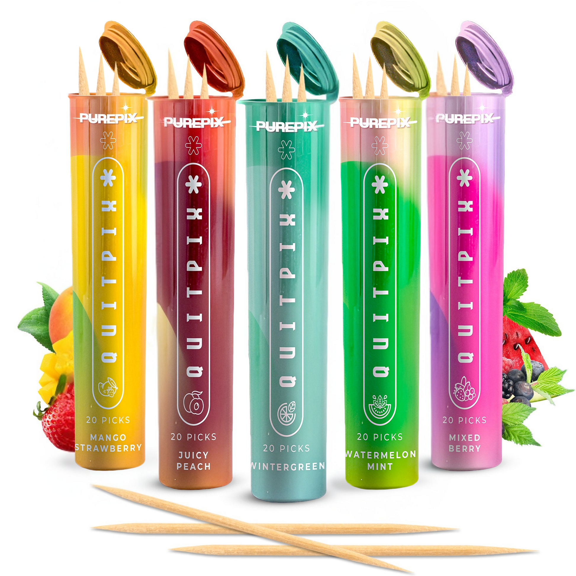 QuitPix to Help Quit Smoking Flavored Toothpicks with Lobelia -  Nicotine Free Toothpicks - Kosher