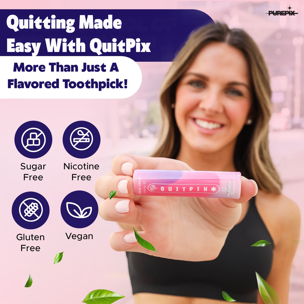 QuitPix to Help Curb Cravings Flavored Toothpicks with NAC & L-Theanine  -  Nic Free Toothpicks - Kosher