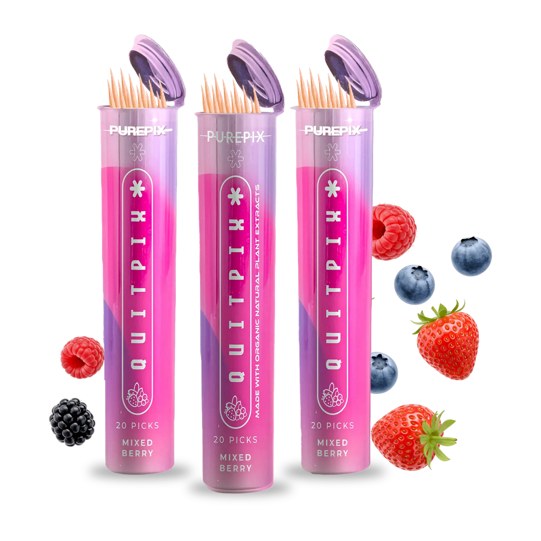Mixed Berry Flavored Toothpicks (3-Pack)