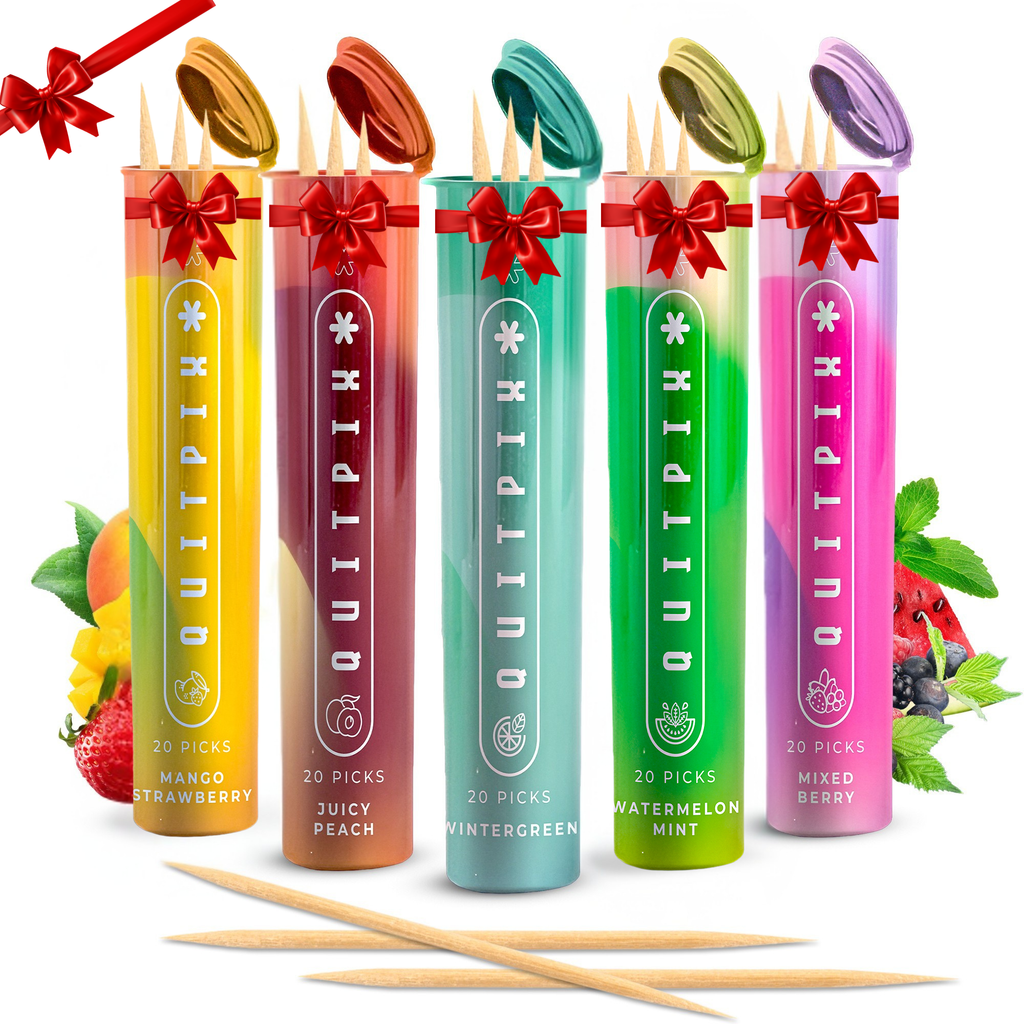 QuitPix to Help Curb Cravings Flavored Toothpicks with NAC & L-Theanine  -  Nic Free Toothpicks - Kosher