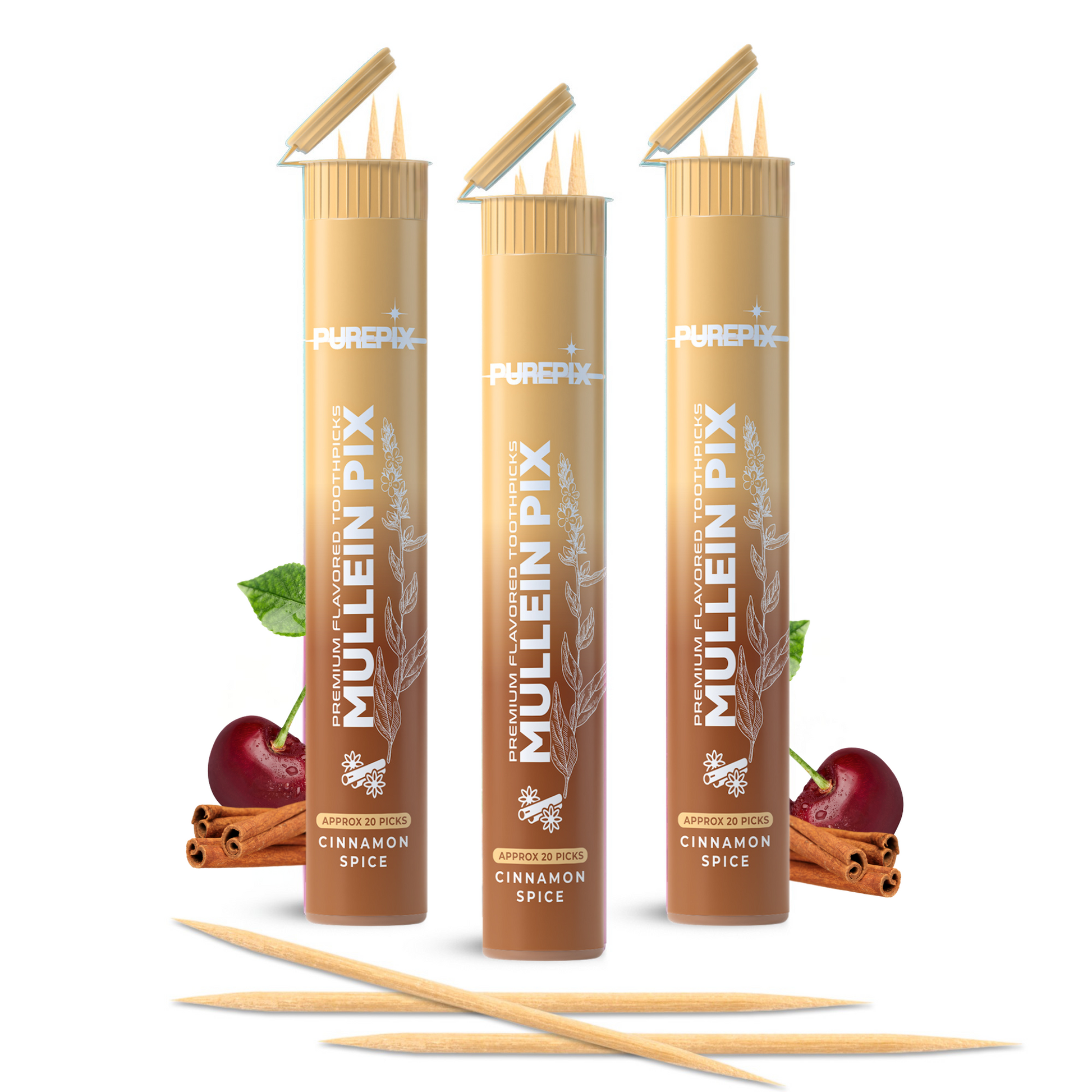 Mullein Pix, Extra Thick Boosting Flavored Toothpicks with Mullein Leaf – Natural Smoking Alternative – Lung Cleanse Support – Nicotine Free