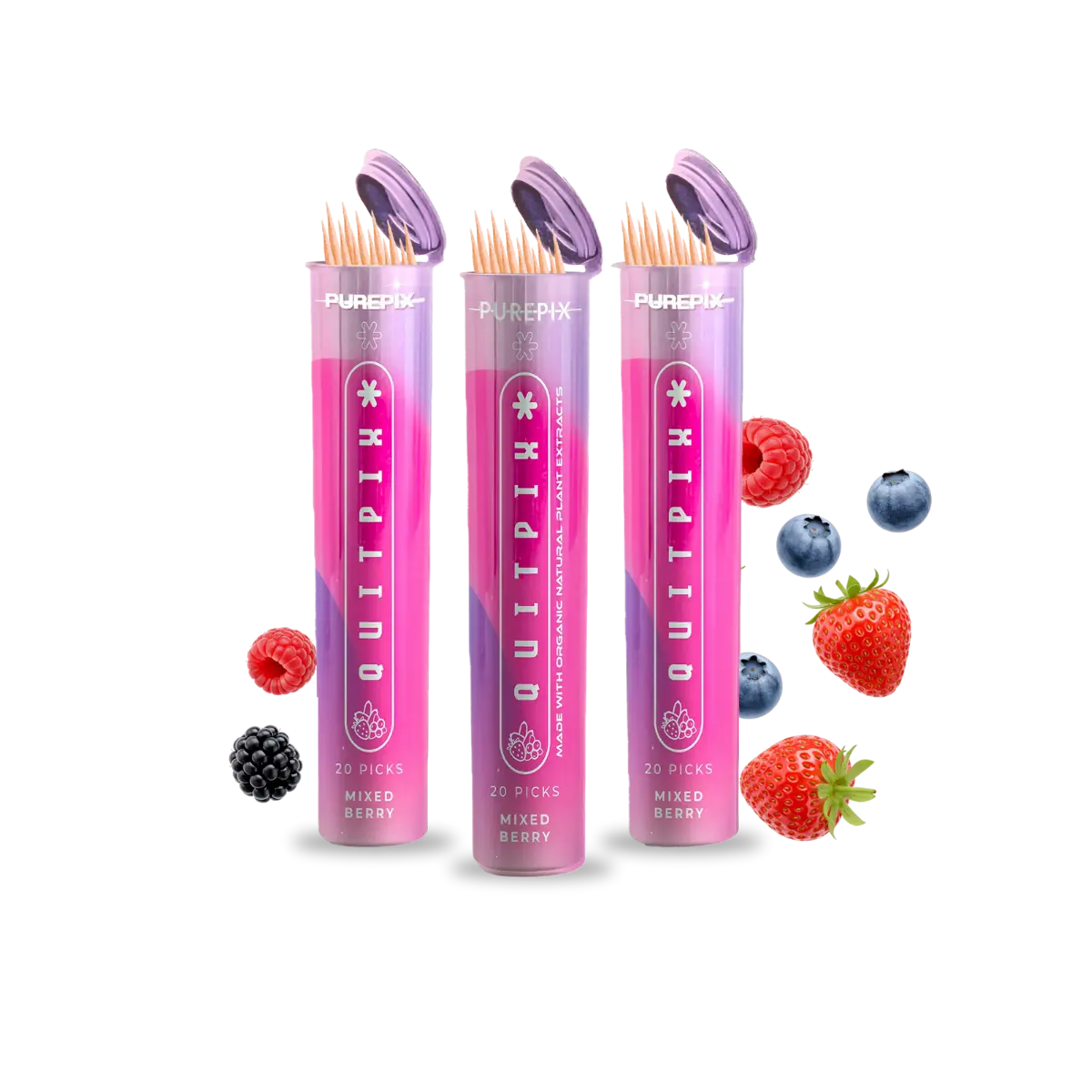 Mixed Berry Flavored Toothpicks (3-Pack) PurePix Brands