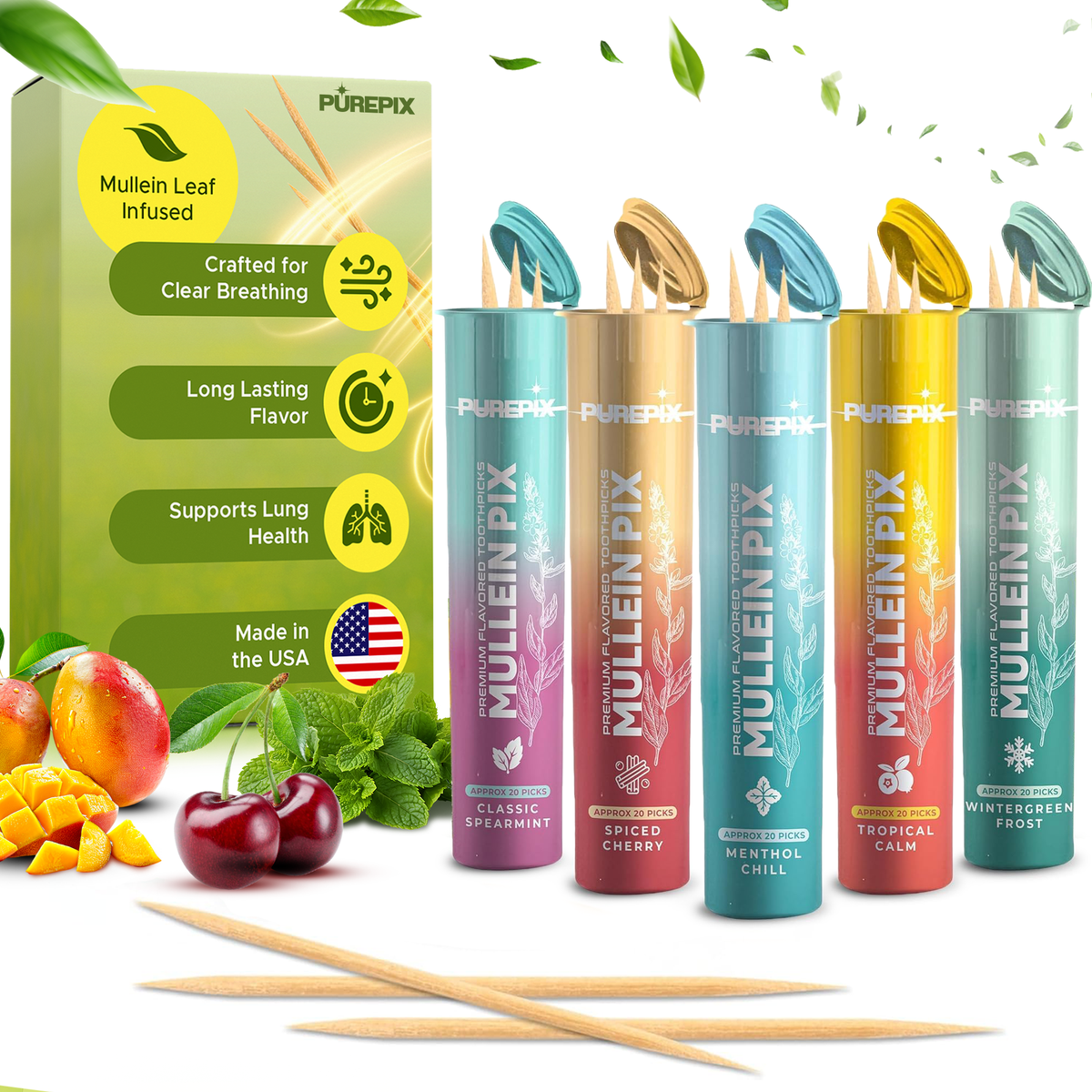MulleinPix 5 Flavor Variety Pack | Premium Flavored Toothpick | PurePix Brands MulleinPix 5 Flavor Variety Pack | Premium Flavored Toothpick | PurePix Brands