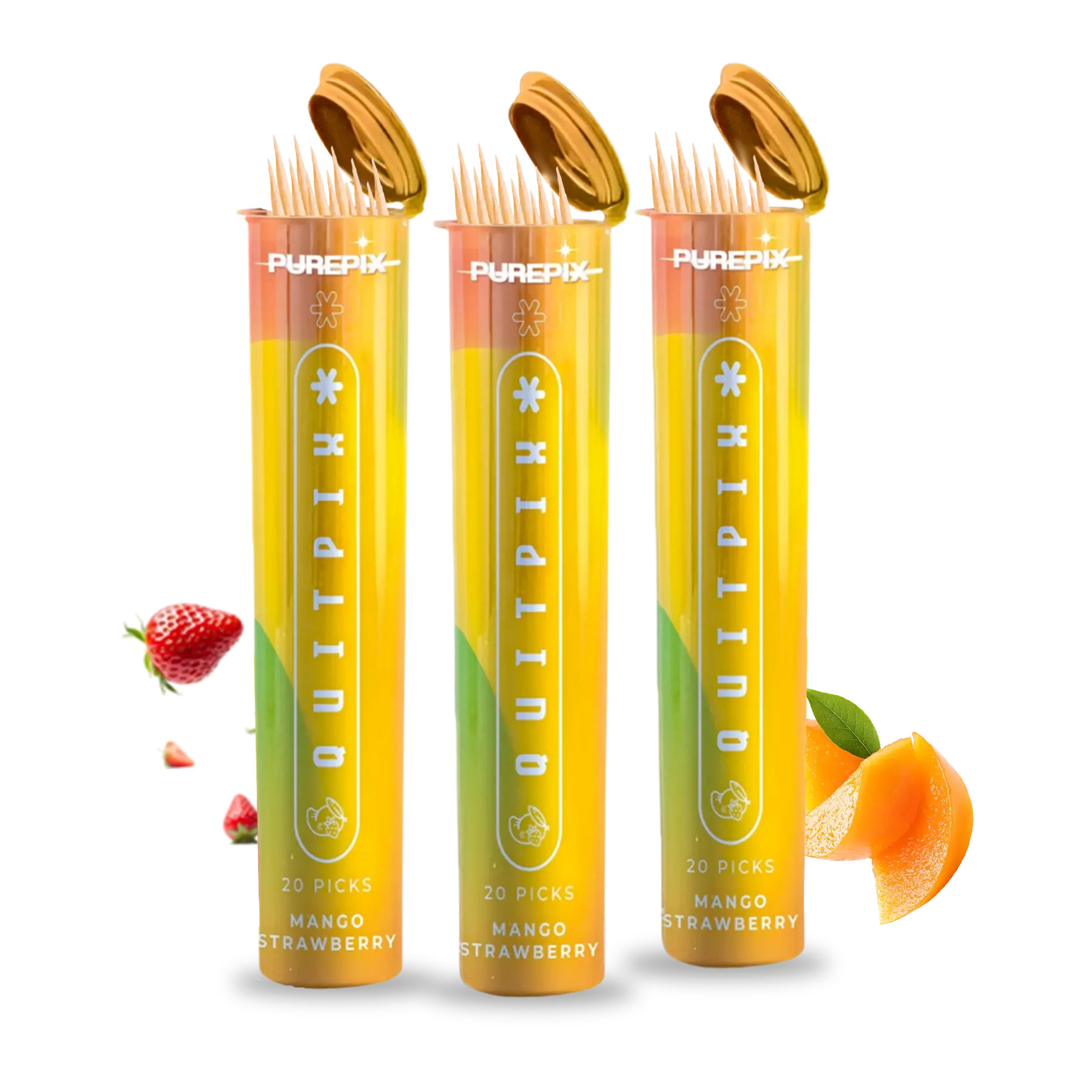 Mango Strawberry Flavored Toothpicks (3-Pack)
