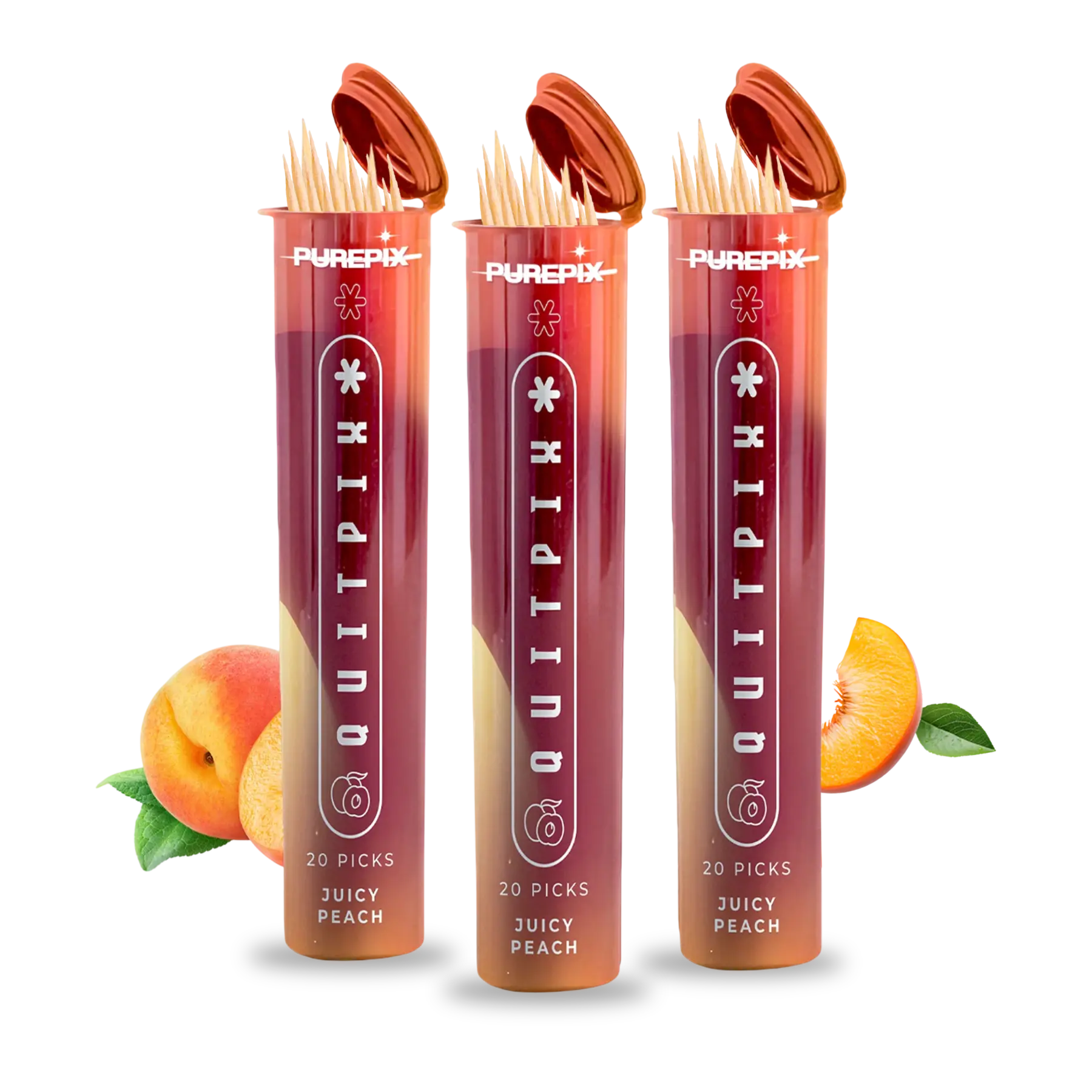 Juicy Peach Flavored Toothpicks (3-Pack)